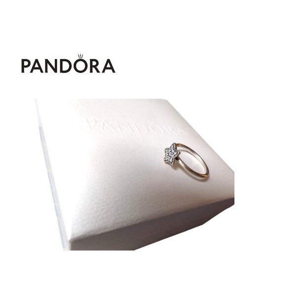 Pandora Sterling Silver Sparkling Wishbone Ring – Size 54 – NWOT - Picture 2 of 3